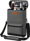 2 Bottle Wine Bag Carrier Tote, Portable Wine Cooler Bag by LUCKIPLUS