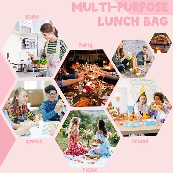 Bluboon Lunch Bag for Women Men Cute Corduroy Lunch Tote Bags Reusable - Image 2