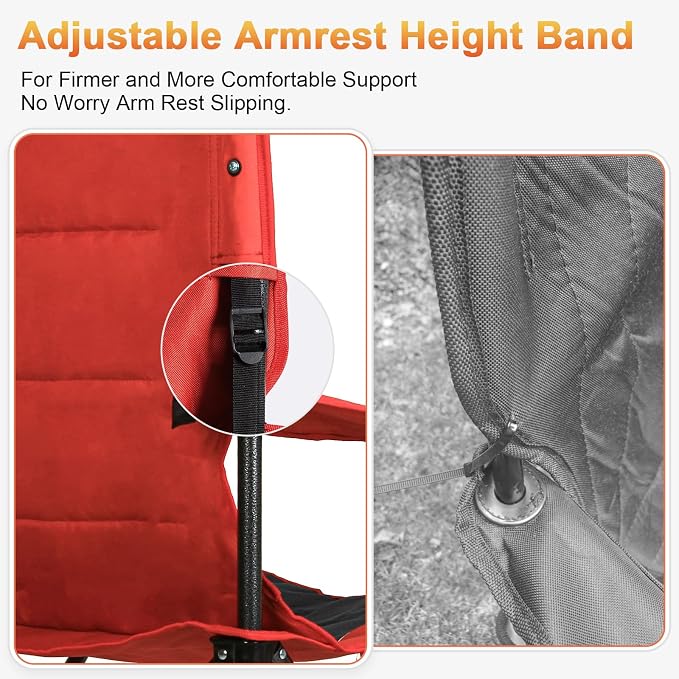 Romswi Oversized Camping Chairs, Heavy Duty Support 500 LBS, Padded Back & Arm - Image 7