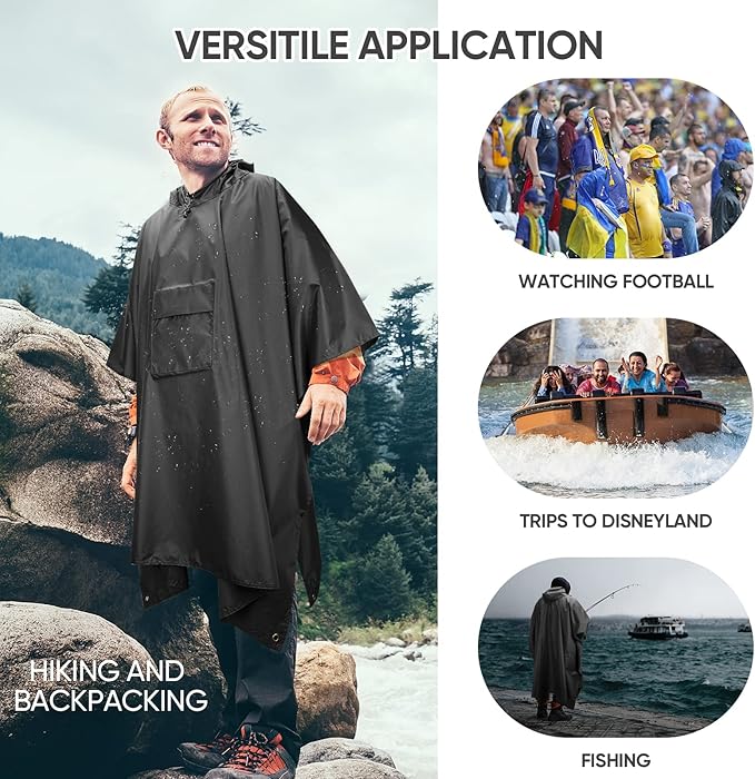 PTEROMY Hooded Rain Poncho for Adult - Image 7