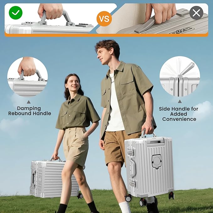 24 Inch Luggage With Spinner Wheels, Aluminum Frame Zipperless Suitcase - Image 7