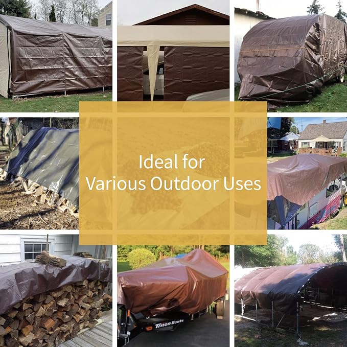 GUARD SHIELD Brown Tarp 10x12 Feet Waterproof Tarps Lightweight Camping Tarp - Image 5