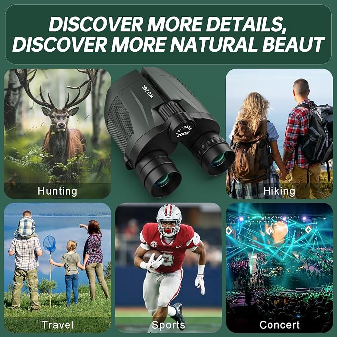 10-30x25 Compact Binoculars for Adults & Kids: Wozel Large Eyepiece Waterproof - Image 7