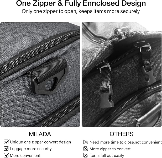 MILADA Convertible 2-in-1 Garment Duffel Weekender Bag Carry On Garment Bags - Image 3