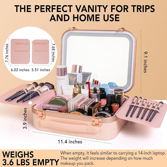 Lighted Makeup Case with Mirror - Image 3