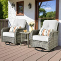 HOOOWOOO Patio Furniture Set, 3 Pieces Outdoor Conversation Set, All Weather by DesignforBetterLife