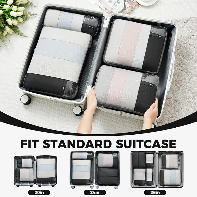 BAGAIL 6 Set/4 Set Lightweight Compression Packing Cubes - Image 7