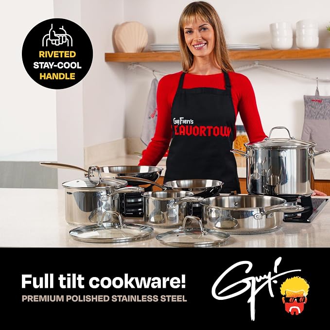 Guy Fieri's Flavortown 10-Piece Stainless Steel Cookware Set - Image 5
