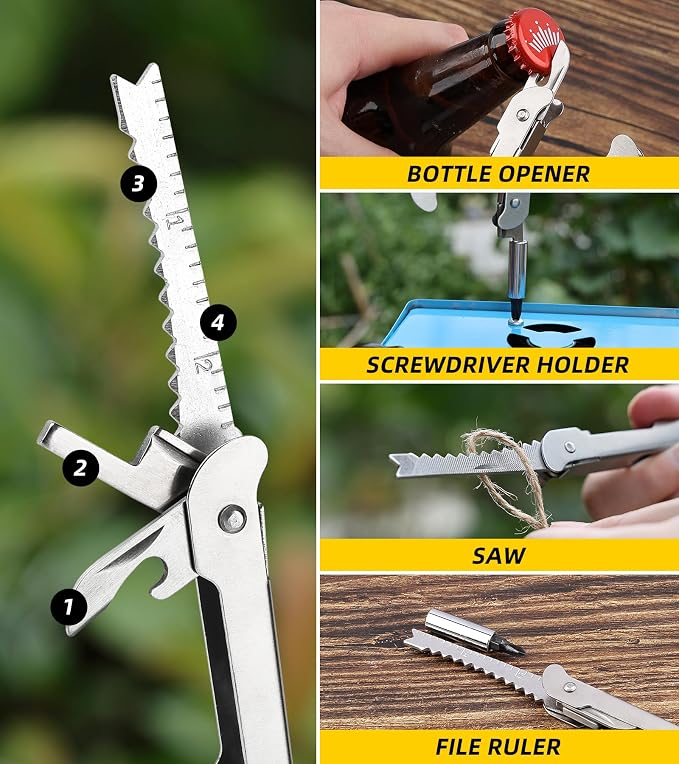 21-in-1 Multitools Needle Nose Pliers, Pocket Knife, Screwdriver, Bottle and - Image 5