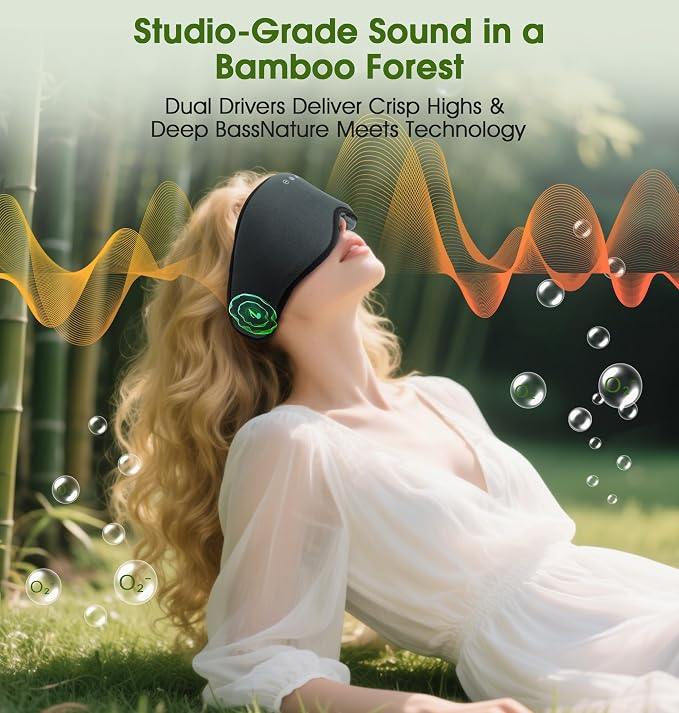 LC-dolida Bamboo Cotton Bluetooth Sleep Mask, 2 in 1 3D Soft Sleep Mask - Image 6