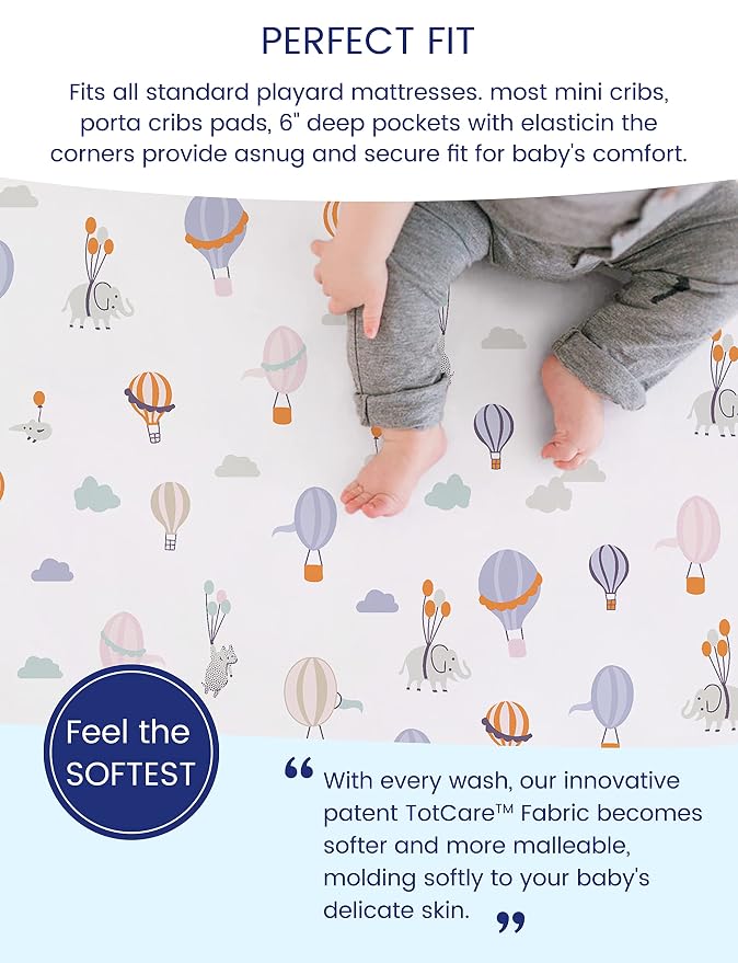 TotAha Premium Stretchy Pack N Play Playard Sheets | Mini Crib - Image 3