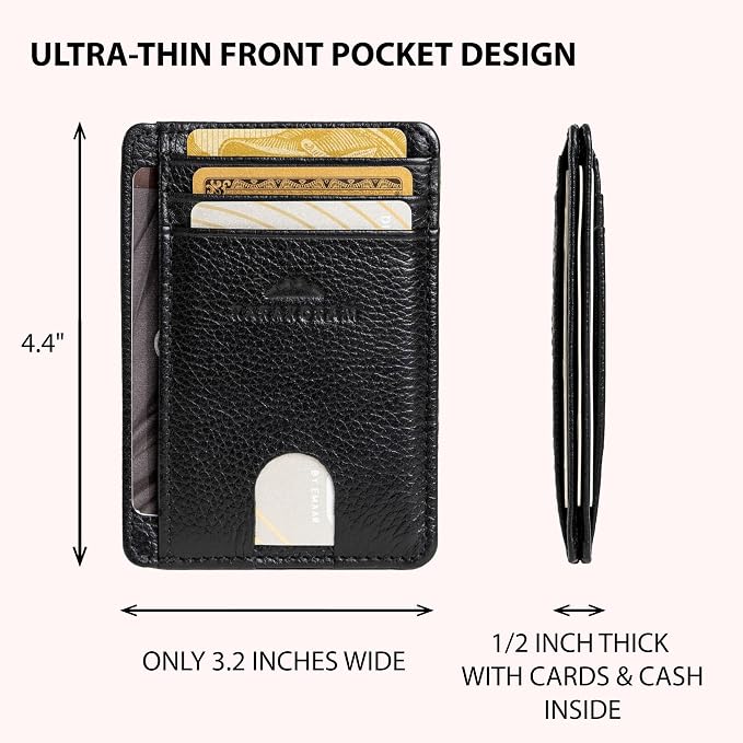 KARAKORAM Vertical Handcrafted Premium Leather Front Pocket Credit Card Holder - Image 5