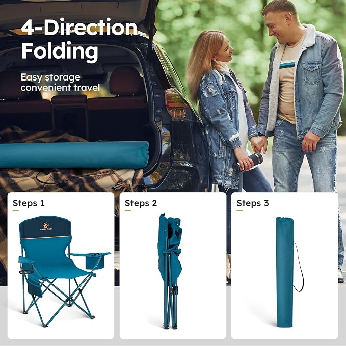 ALPHA CAMP Camping Chair 2 Pack Portable Chair - Image 8