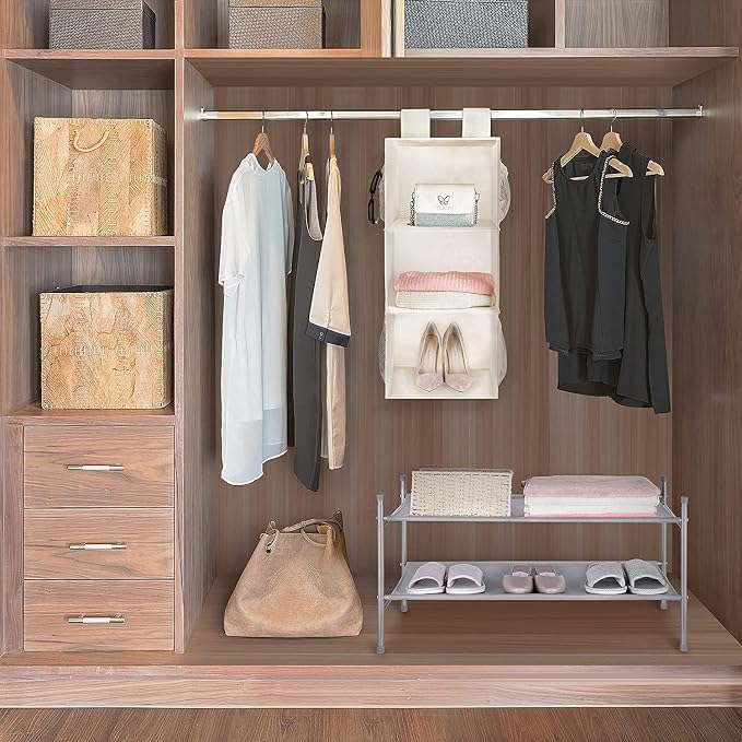 MAX Houser 3-Shelf Hanging Closet Organizers, Collapsible Closet Hanging Shelves - Image 7