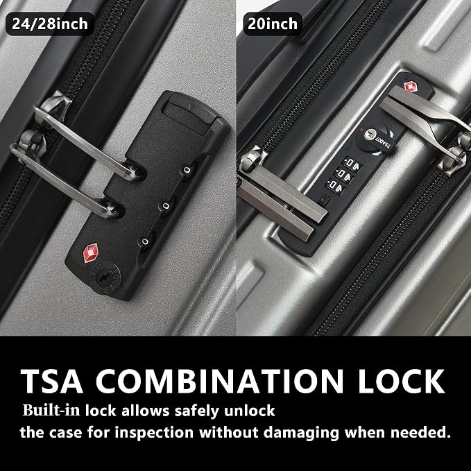 TydeCkare 2pcs 20/28" Luggage Set Lightweight HardShell, Only 20 Inch Carry On - Image 4