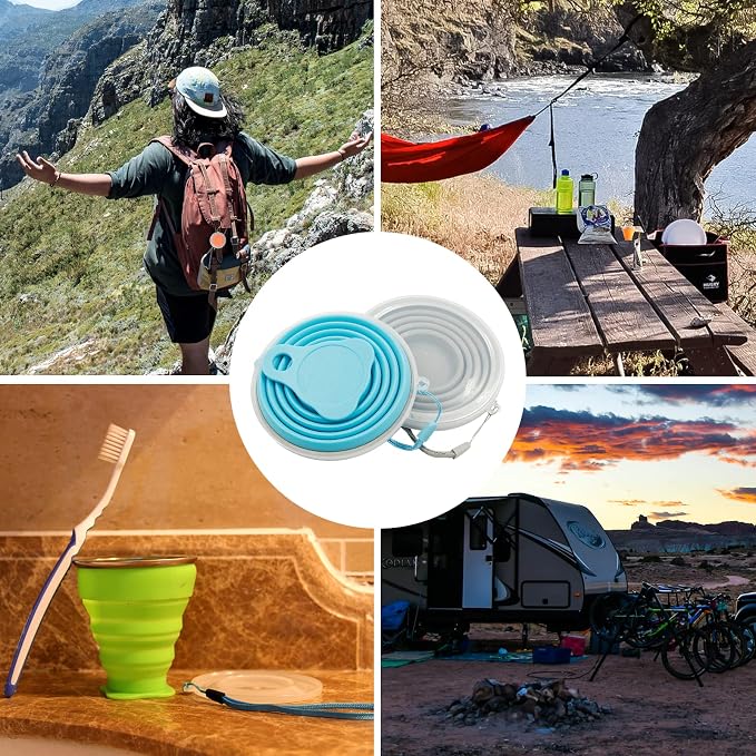 Litoexpe 2 Pack Silicone Collapsible Travel Cup Portable Folding Camping Cup - Image 7