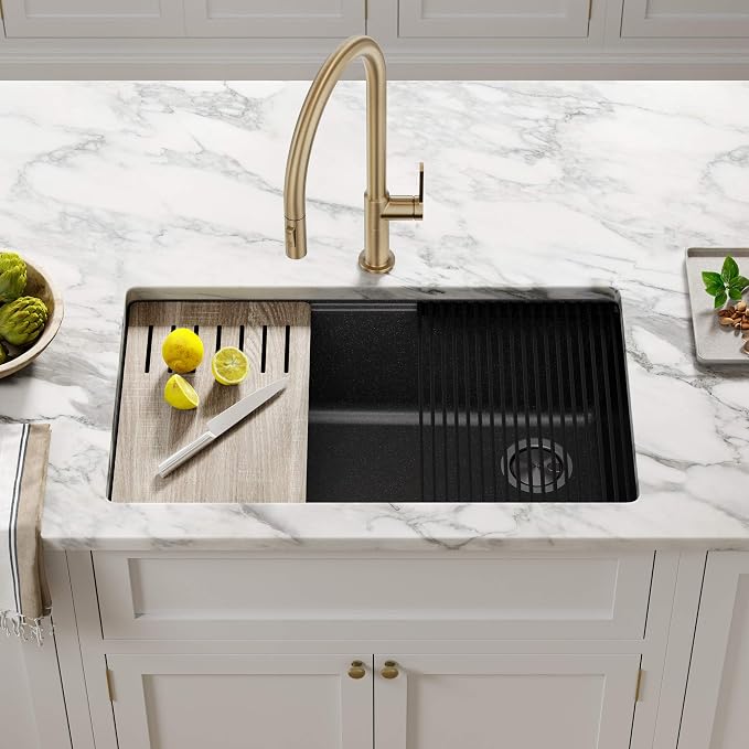 KRAUS Bellucci 32” in. Undermount Workstation Granite Kitchen Sink in Metallic - Image 2