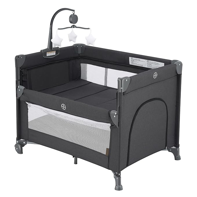 2-in-1 Pack and Play with Mattress, Baby Bassinet Bedside Sleeper, Bedside by QUTANIX