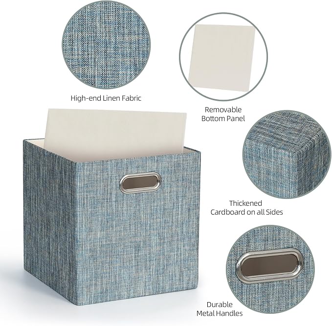 Posprica Storage Basket Bins, 11×11×11 Foldable Storage Cube Boxes Fabric Drawer - Image 3