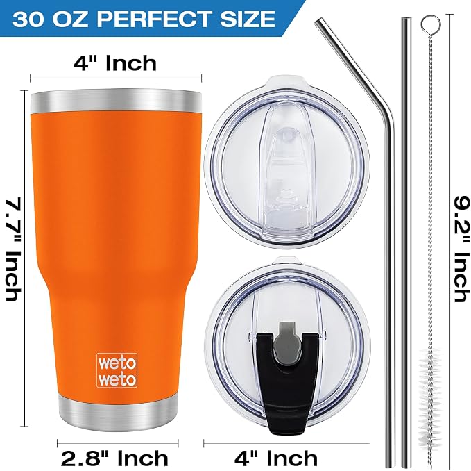 WETOWETO 30 oz Tumbler Stainless Steel Vacuum Insulated Coffee Ice Cup Double - Image 3