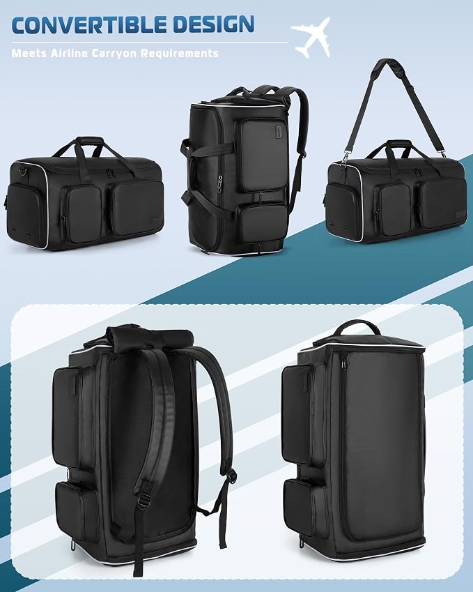 50L Convertible Garment Duffle Bag Backpack - Image 8