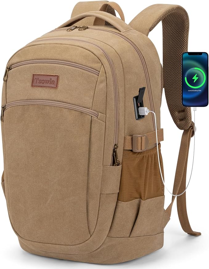 Tzowla Vintage Canvas Laptop Backpack by Tzowla