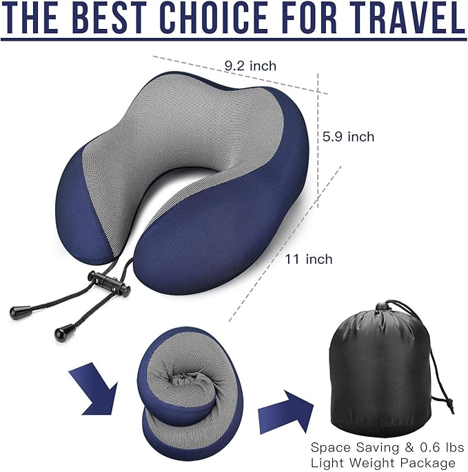 MLVOC Travel Pillow 100% Pure Memory Foam Neck Pillow, Comfortable & Breathable - Image 5
