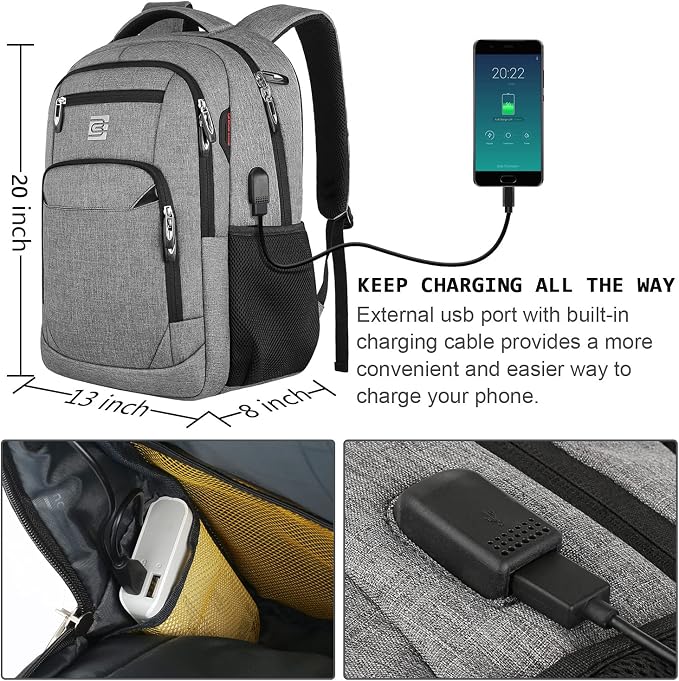 17 Inch Laptop Backpack, Business Anti Theft Slim Durable Laptops Backpack - Image 3