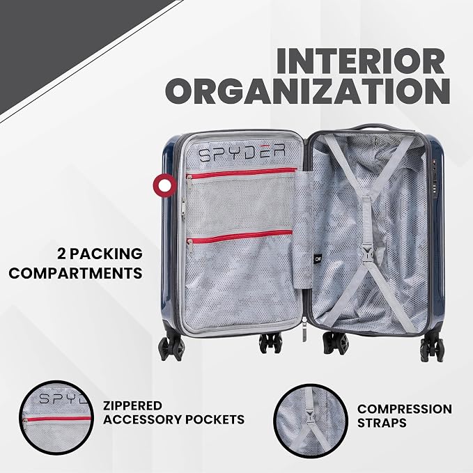 Spyder Rails 20 Inch Expandable Hardside Upright Suitcase - Image 4