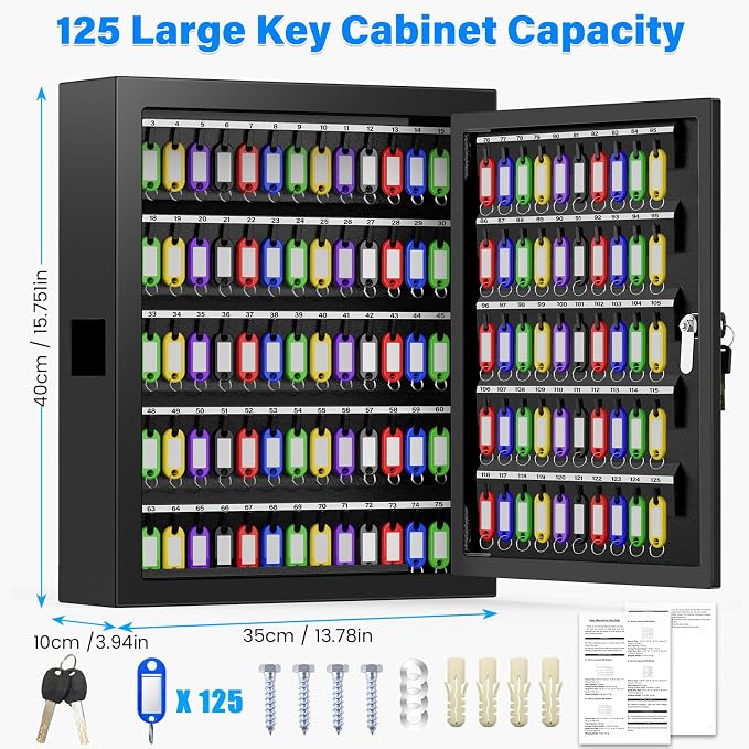 125 Keys Key Lock Box Wall Mount, Anti-Theft Key Organizer - Image 2