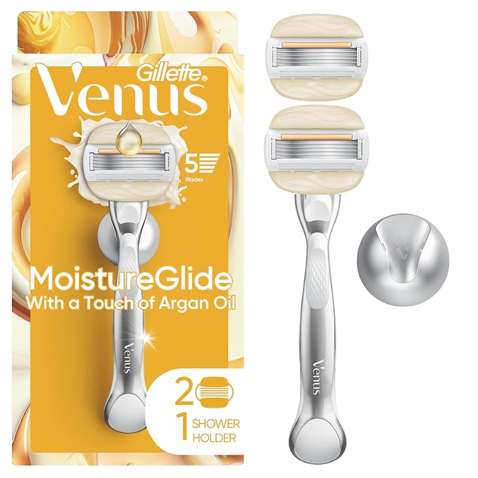 Venus Moistureglide Women's Razor, Reusable Handle, 2 Razor Blade Refills and by Venus