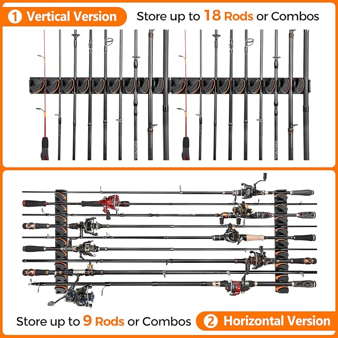 PLUSINNO V9 Vertical Fishing Rod Holders, 2 Packs Wall Mounted Fishing Pole - Image 6