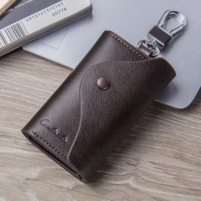 Contacts Car Key Case for Men and Women Small Leather Key Holder Key Cover - Image 7