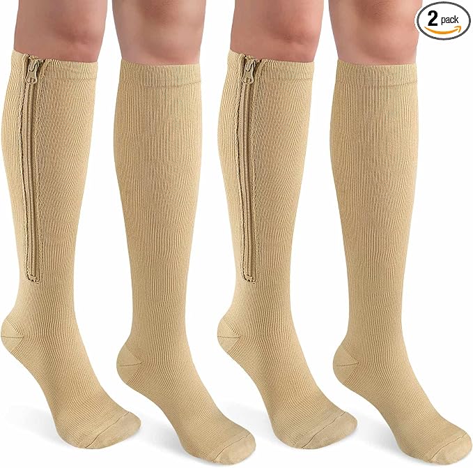 CASMON 2 Pairs Zipper Compression Socks by CASMON