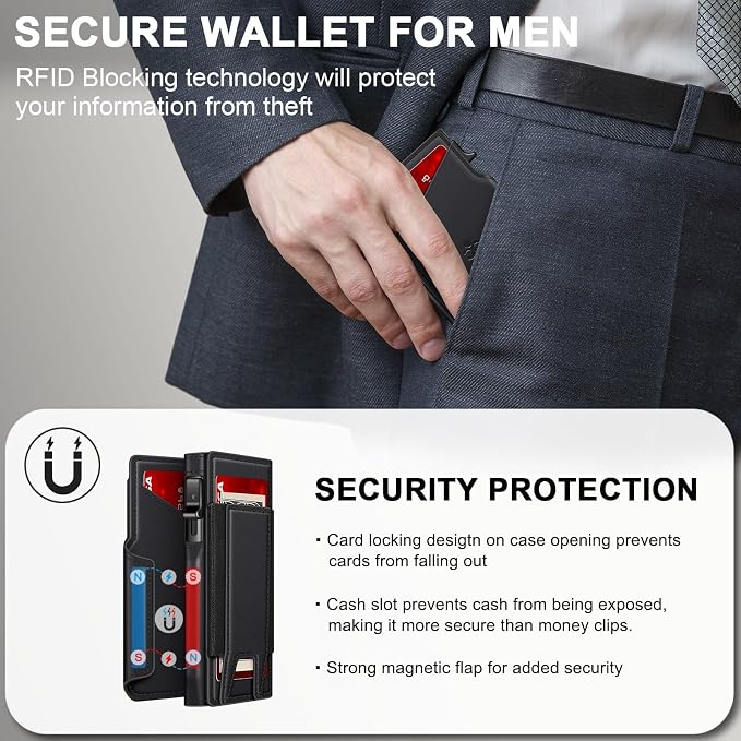 Wallet for Men Wallet with Slim Pop Up Card Holder 9-13 Cards, Bifold - Image 7