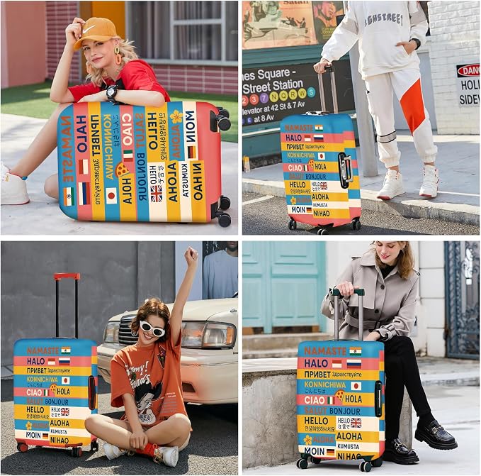 ANNA QUEEN Funny Multilingual Greetings Luggage Cover, Suitcase Protector - Image 2