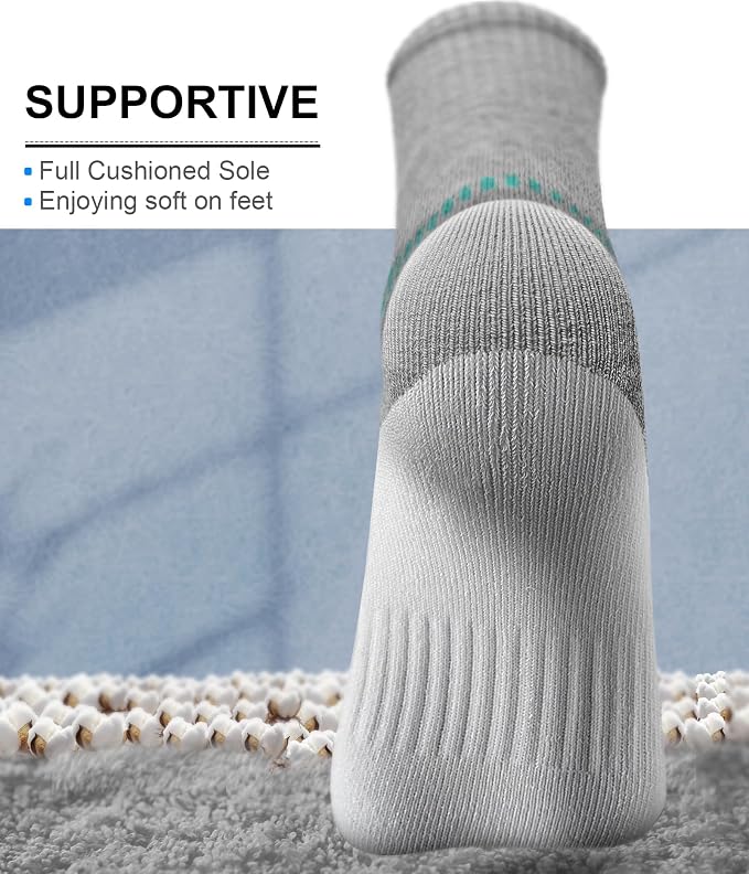 BULLIANT Compression Socks for Men 6Pairs, Athletic Crew Socks Cushioned For - Image 3
