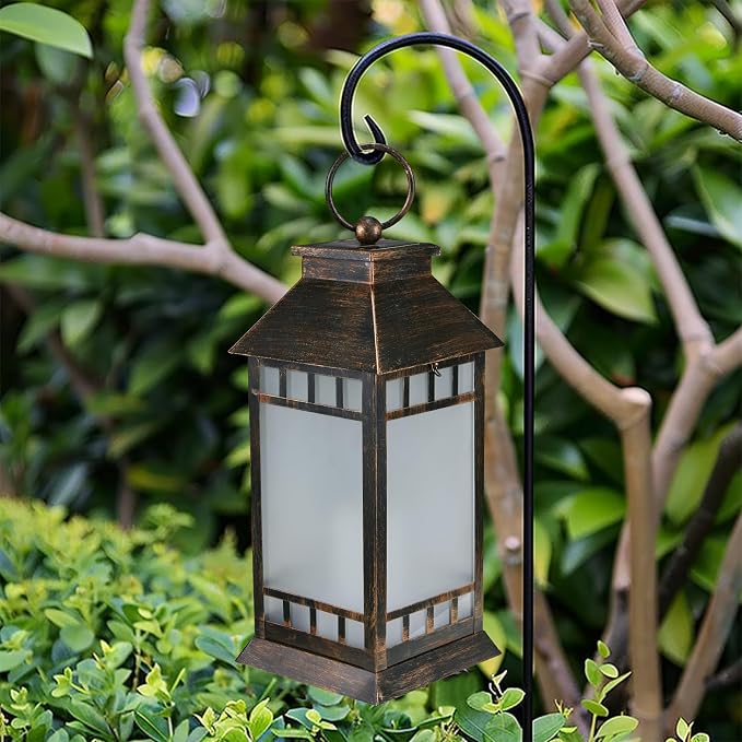 18'' Glass Solar Lantern Outdoor Waterproof, Large Hanging Solar Lanterns - Image 2
