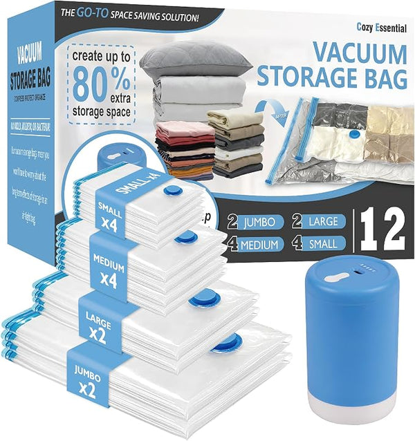 12 Pack Travel Vacuum Storage Bags by CozyEssential