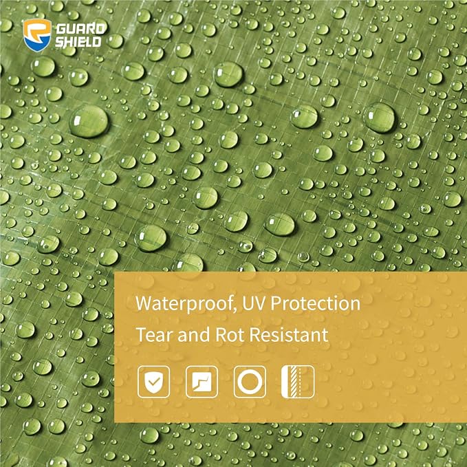 GUARD SHIELD Tarp Green 10x12 Feet Multi Purpose Waterproof Poly Tarp Cover 5mil - Image 3
