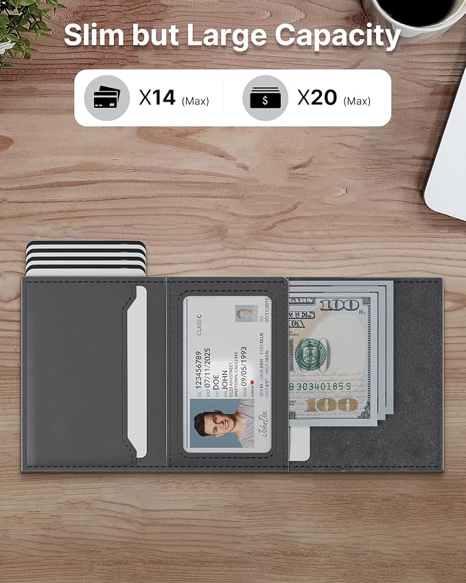 typecase Mens Wallet Card Holder: Pop Up Aluminum Case, Premium Genuine Leather - Image 2