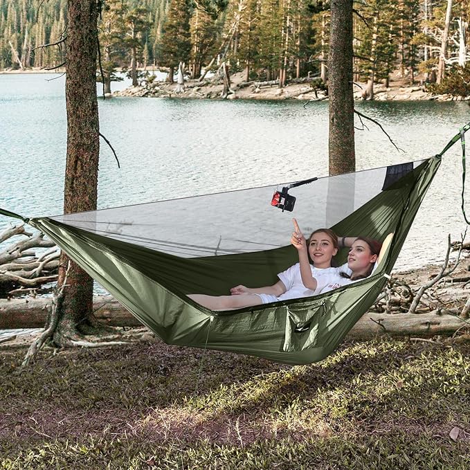 Camping Hammock with Mosquito Net and Ridge Rope, Extra Large - Image 7