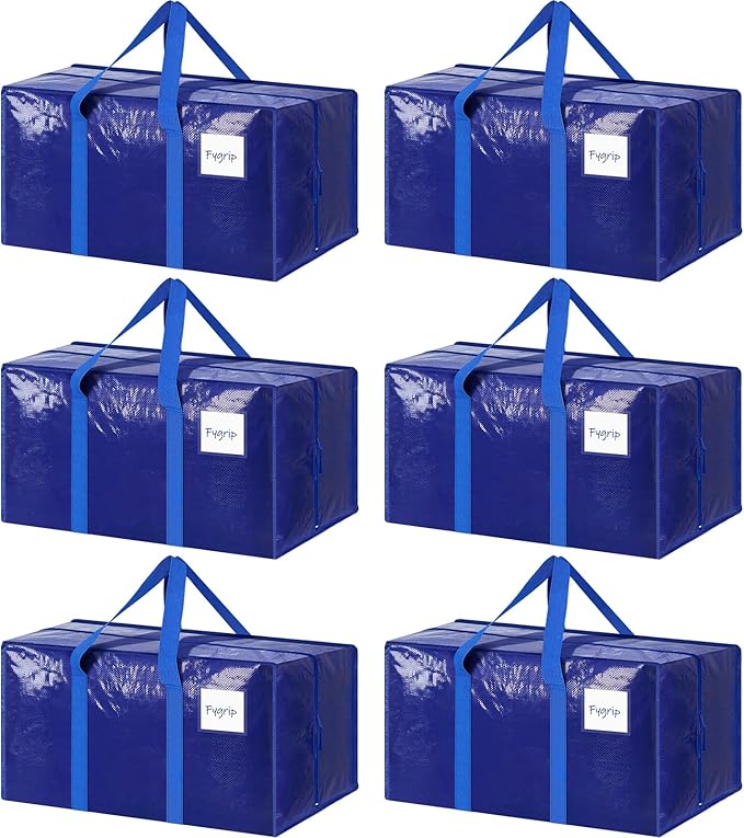 6 Pack Extra Heavy Duty Large Moving Bags by Fygrip