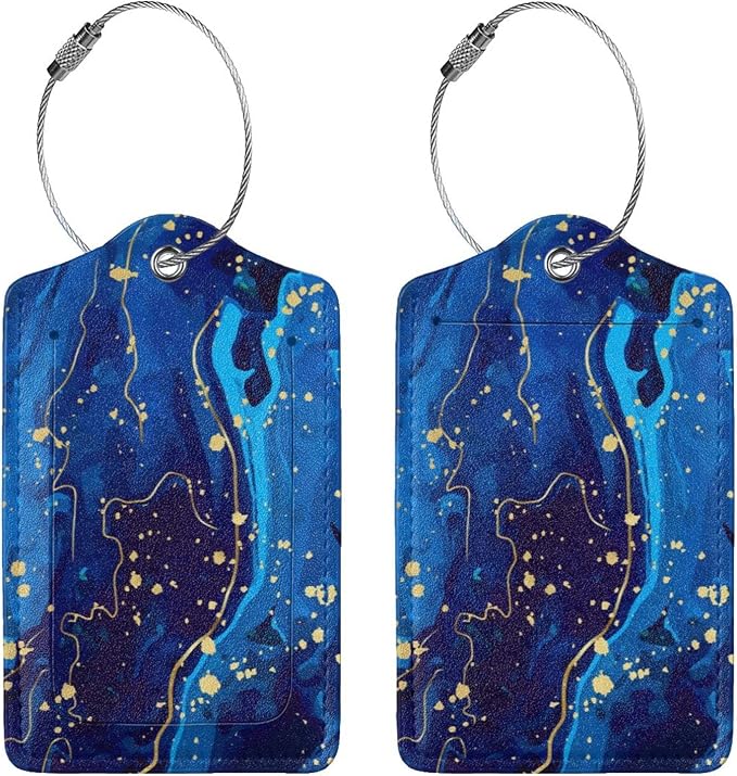 Blue and Gold Marble Luggage Tags - Image 3