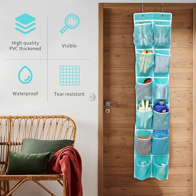 Over the Door Hanging Shoe Organizer, 12 Pockets - Image 7
