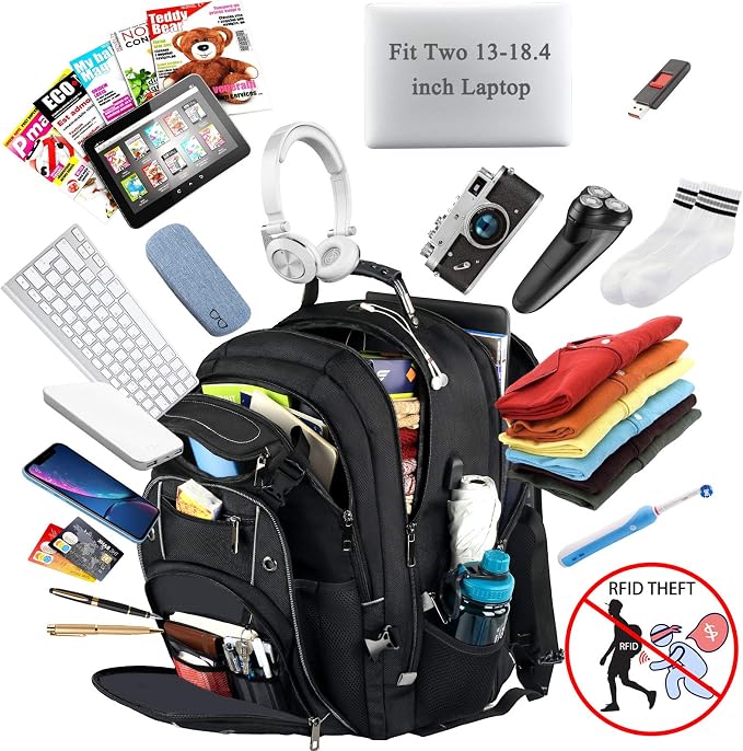 VECKUSON 18.4 Laptop Backpack for unisex, 60L Extra Large Gaming Laptops Back - Image 2