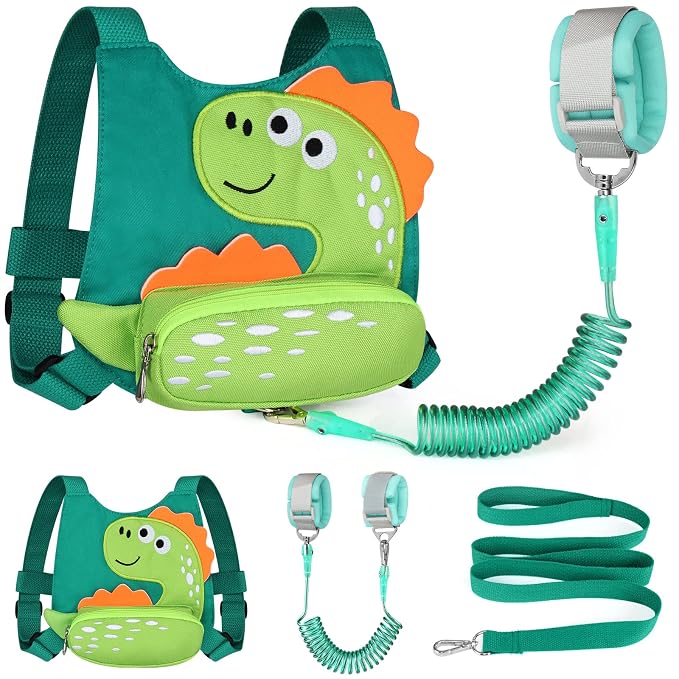 Toddler Harness Leash with Anti Lost Wrist Link, Accmor Cute Dinosaur Kids by Accmor