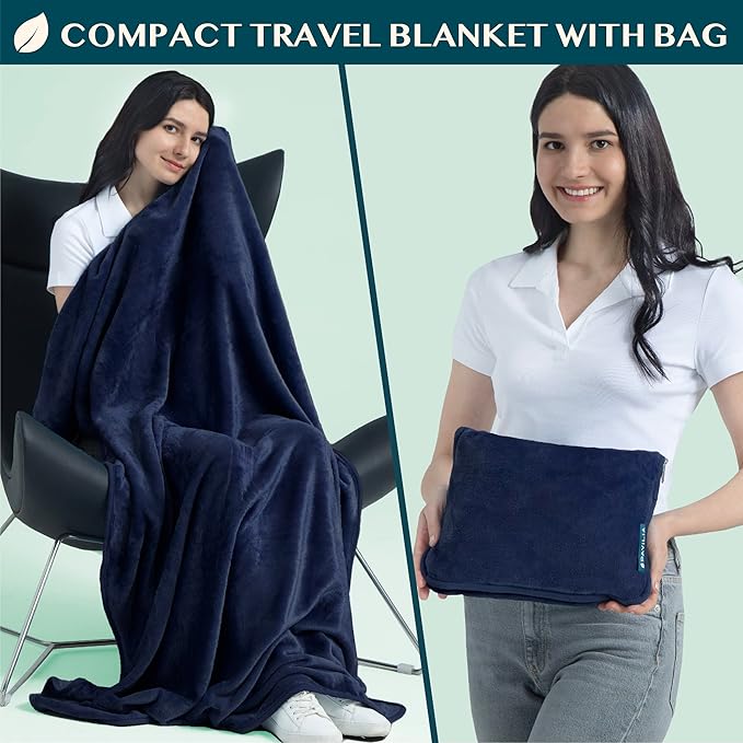 PAVILIA Travel Blanket Pillow, Soft Airplane Blanket 2-IN-1 Combo Set, Plane - Image 2