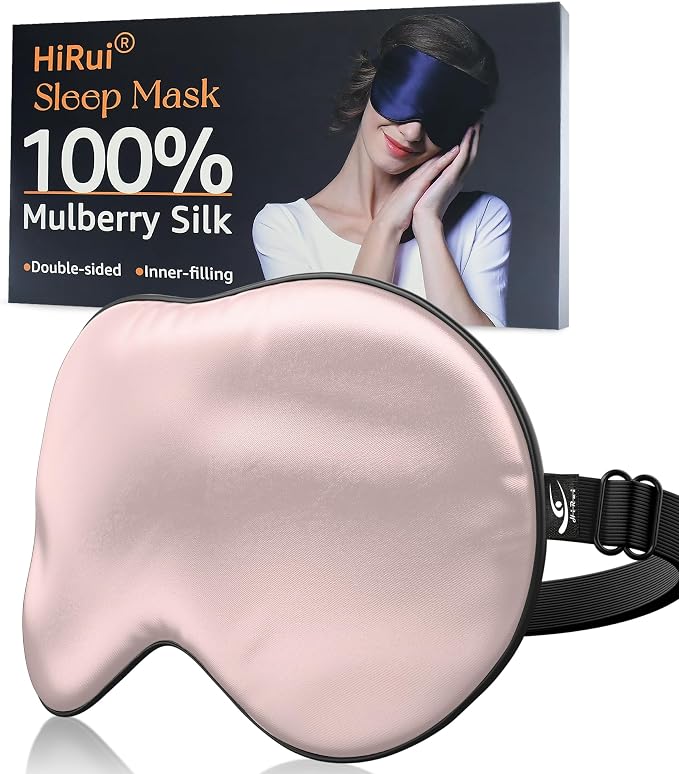 HiRui Silk Sleep Mask, 100% Natural Mulberry Silk of Double-Sided & by HiRui