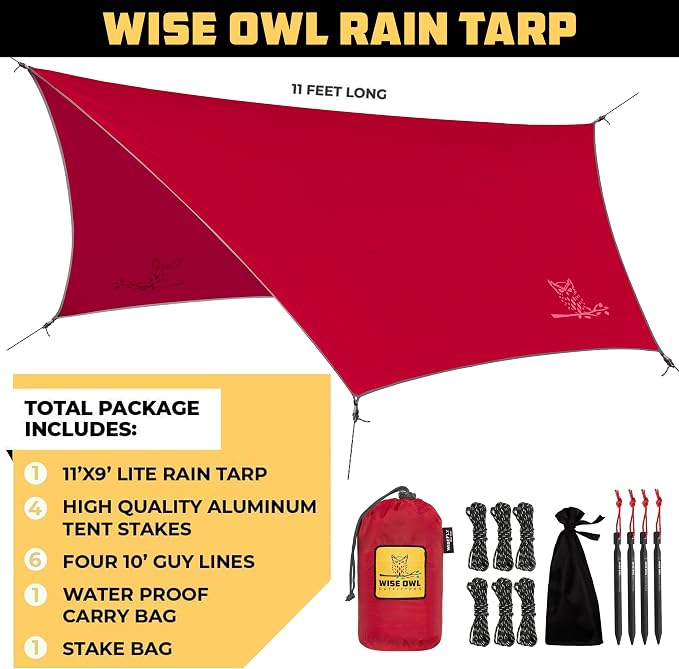 Wise Owl Outfitters Hammock Rain Fly – Waterproof Camping Tarp Cover - Image 2